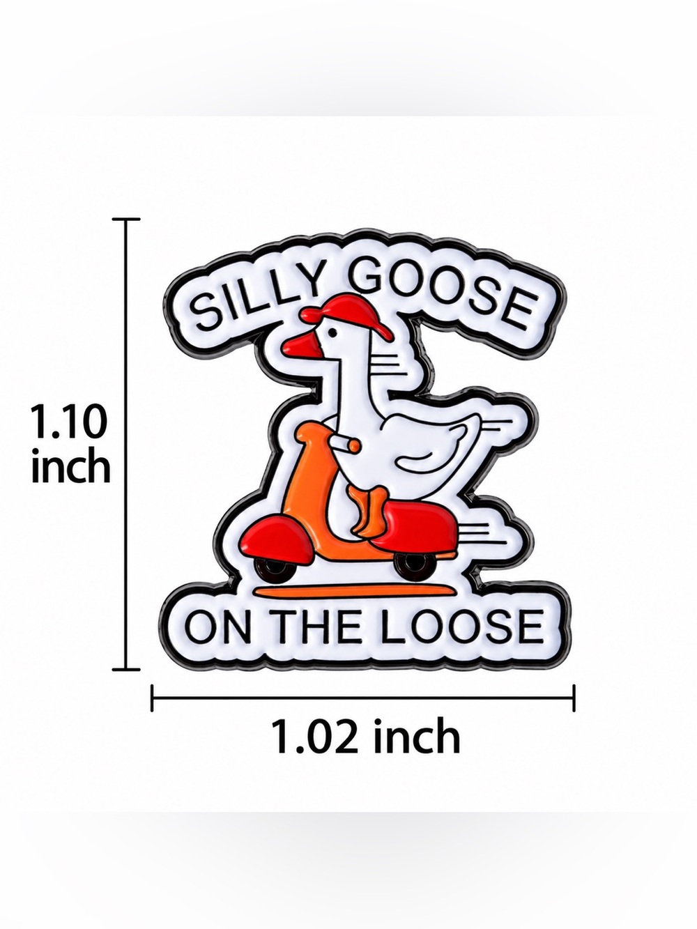 Funny Silly Goose on the Loose Enamel Pin – Scooter Goose Lapel Pin